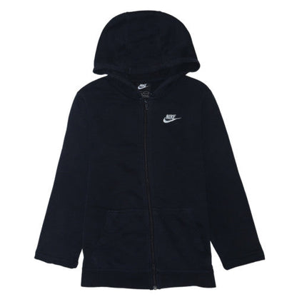 Nike Boys Black Full Zip Hoodie XL 158-170cm Fleece Lined Casual Top