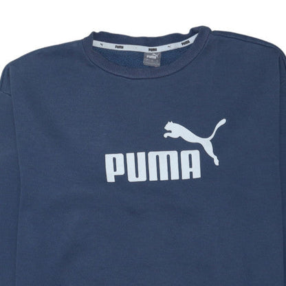 Puma Womens Navy Blue Logo Crew Neck Sweatshirt Size L