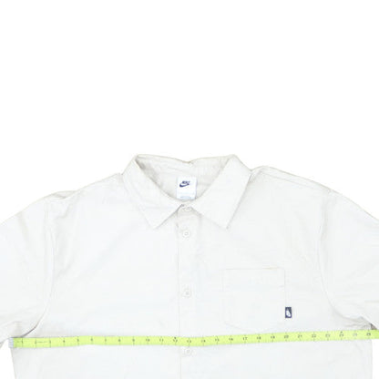 Nike Men's White Cotton Short Sleeve Button-Up Shirt Size L