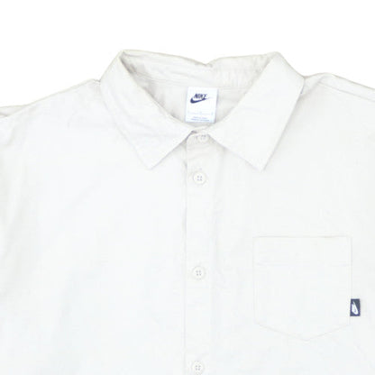 Nike Men's White Cotton Short Sleeve Button-Up Shirt Size L