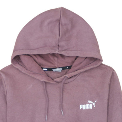 Puma Women's Mauve Pullover Hoodie Size M Embroidered Logo Cotton Blend