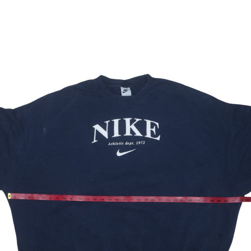 Nike Women's Navy Blue Pullover Sweatshirt L Athletic Logo Cotton Blend