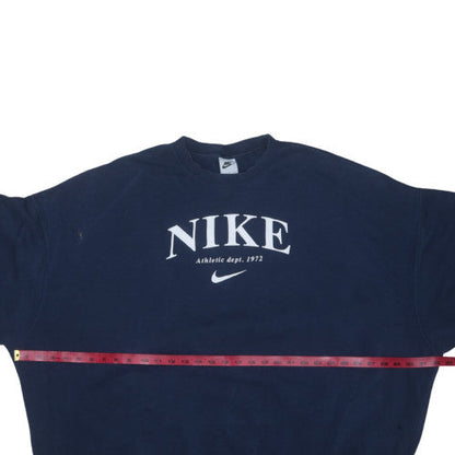 Nike Women's Navy Blue Pullover Sweatshirt L Athletic Logo Cotton Blend
