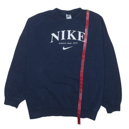 Nike Women's Navy Blue Pullover Sweatshirt L Athletic Logo Cotton Blend