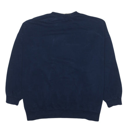 Nike Women's Navy Blue Pullover Sweatshirt L Athletic Logo Cotton Blend