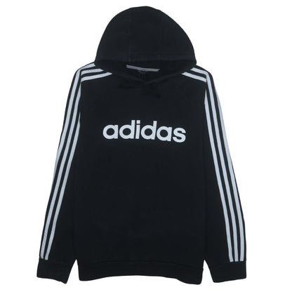 Adidas Men’s Black Pullover Hoodie M Logo 3-Stripes Sportswear