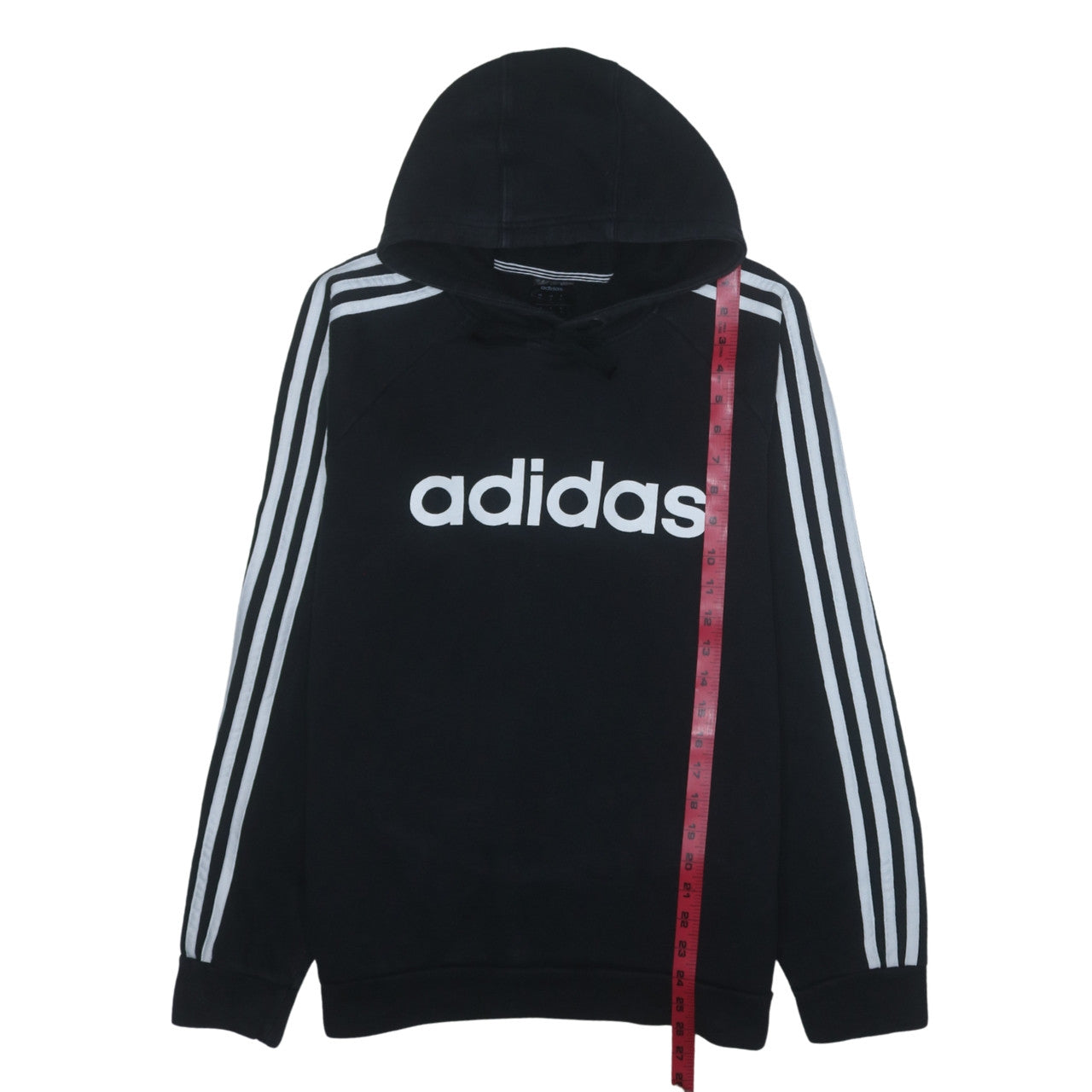 Adidas Men’s Black Pullover Hoodie M Logo 3-Stripes Sportswear