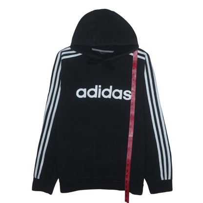 Adidas Men’s Black Pullover Hoodie M Logo 3-Stripes Sportswear