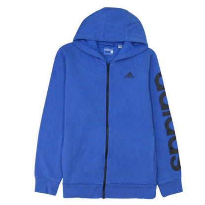 Adidas Men Blue Full Zip Hoodie L Regular Fit Sports Fleece