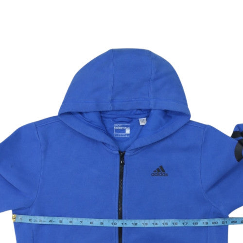 Adidas Men Blue Full Zip Hoodie L Regular Fit Sports Fleece