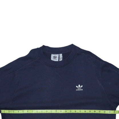 Adidas Men's Navy Blue Crew Neck Sweatshirt L Logo Graphics Cotton Blend