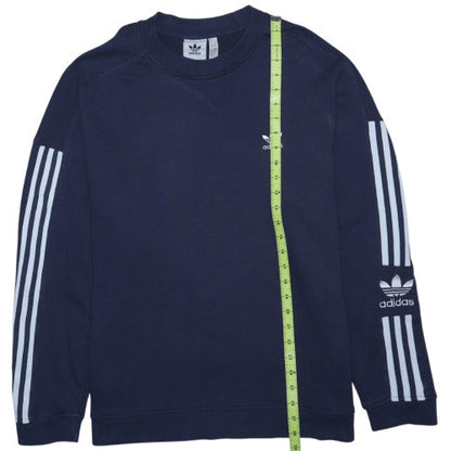 Adidas Men's Navy Blue Crew Neck Sweatshirt L Logo Graphics Cotton Blend