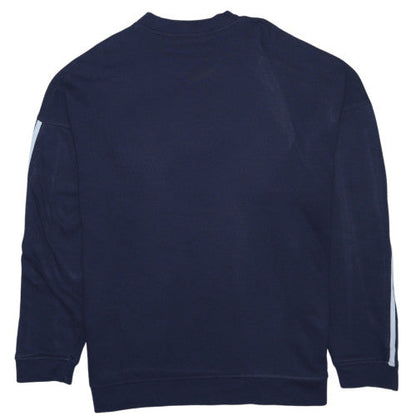 Adidas Men's Navy Blue Crew Neck Sweatshirt L Logo Graphics Cotton Blend