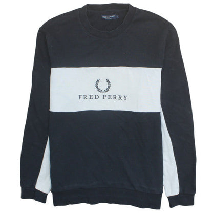 Fred Perry Men's Black Large Crew Neck Pullover Sweatshirt