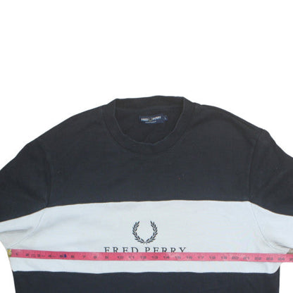 Fred Perry Men's Black Large Crew Neck Pullover Sweatshirt