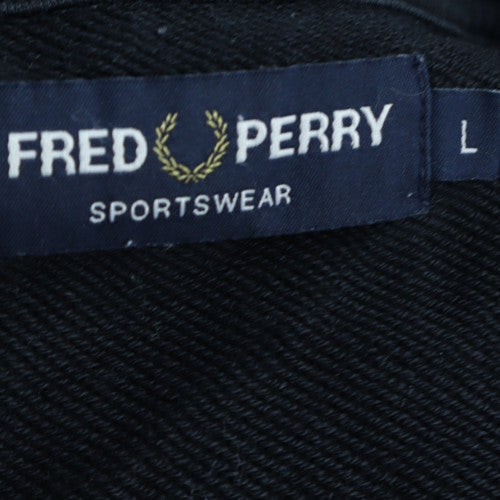 Fred Perry Men's Black Large Crew Neck Pullover Sweatshirt