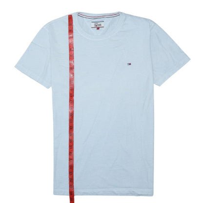 Tommy Hilfiger Denim Men's Light Blue Crew Neck Cotton T-Shirt L