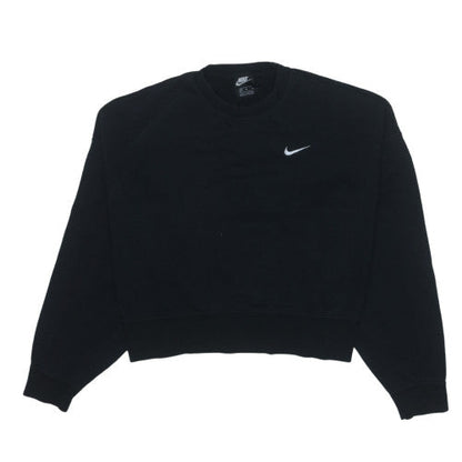 Nike Women Black Crew Neck Pullover Sweatshirt M Cotton Blend