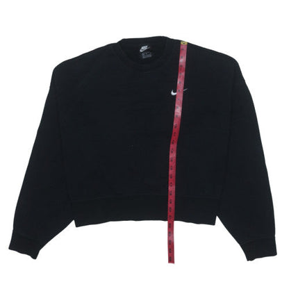 Nike Women Black Crew Neck Pullover Sweatshirt M Cotton Blend
