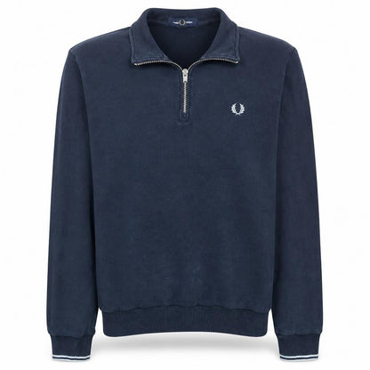 Fred Perry Men's Blue 1/4 Zip High Neck Sweatshirt Size L