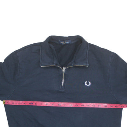 Fred Perry Men's Blue 1/4 Zip High Neck Sweatshirt Size L