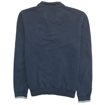 Fred Perry Men's Blue 1/4 Zip High Neck Sweatshirt Size L
