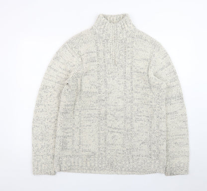 TU Men’s Grey Cable-Knit High Neck Pullover Jumper Size S