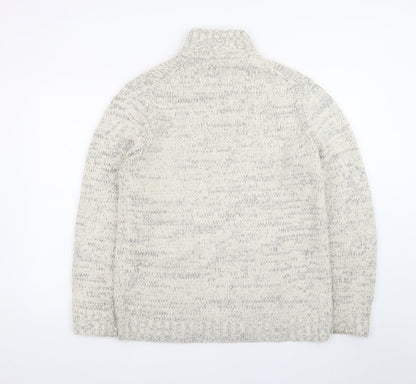 TU Men’s Grey Cable-Knit High Neck Pullover Jumper Size S