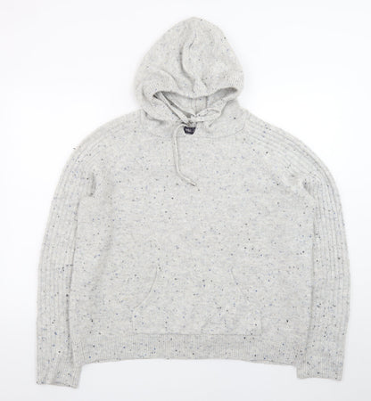 Marks and Spencer Women's Grey Hooded Knit Jumper Size M