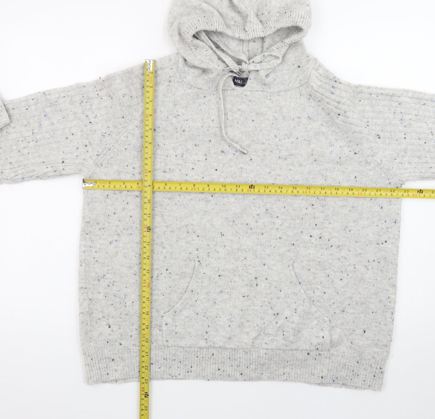 Marks and Spencer Women's Grey Hooded Knit Jumper Size M