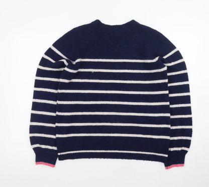 Khost Womens Blue Striped Star Embroidered Pullover Jumper Size 12