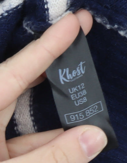 Khost Womens Blue Striped Star Embroidered Pullover Jumper Size 12