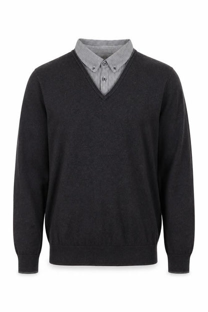 Marks & Spencer Men's Grey V-Neck Regular Fit Jumper M