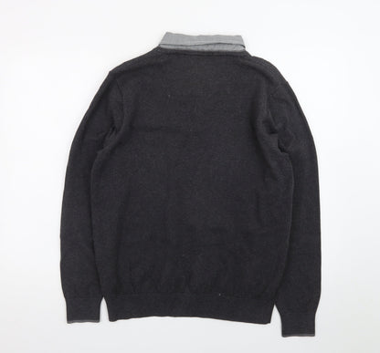 Marks and Spencer Men's Grey V-Neck Regular Fit Jumper M