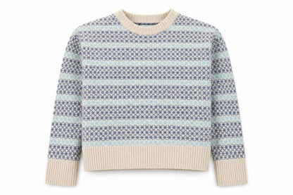 Beaufort & Blake Women's Blue Fair Isle Wool Blend Jumper XS