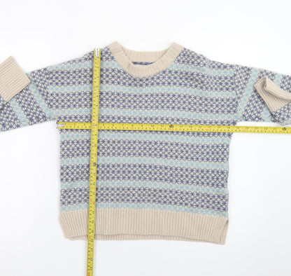 Beaufort & Blake Women's Blue Fair Isle Wool Blend Jumper XS