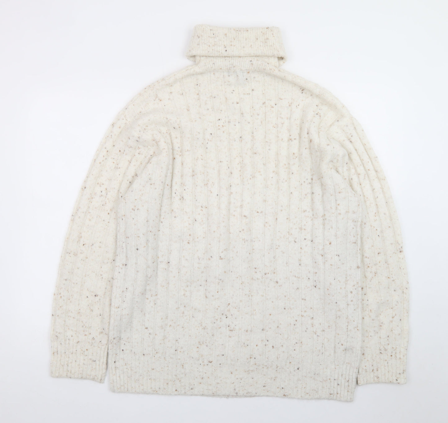 MNG Women’s Ivory Wool Roll Neck Jumper Size S Long Sleeve