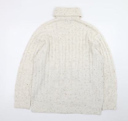 MNG Women’s Ivory Wool Roll Neck Jumper Size S Long Sleeve