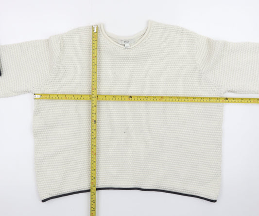 Marks and Spencer Women Ivory Waffle Knit Cotton Jumper L