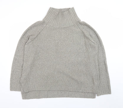H&M Women Grey Roll Neck Wool Blend Chunky Knit Jumper Size 12