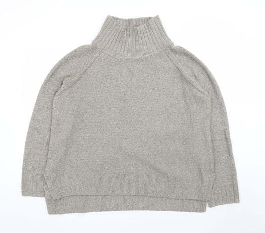 H&M Women Grey Roll Neck Wool Blend Chunky Knit Jumper Size 12