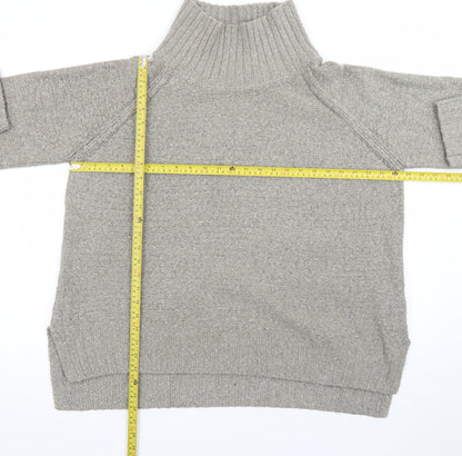 H&M Women Grey Roll Neck Wool Blend Chunky Knit Jumper Size 12