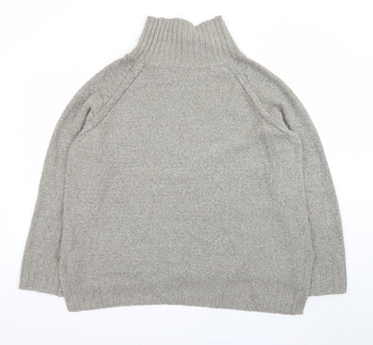 H&M Women Grey Roll Neck Wool Blend Chunky Knit Jumper Size 12