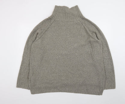 H&M Women Grey Roll Neck Wool Blend Chunky Knit Jumper Size 12