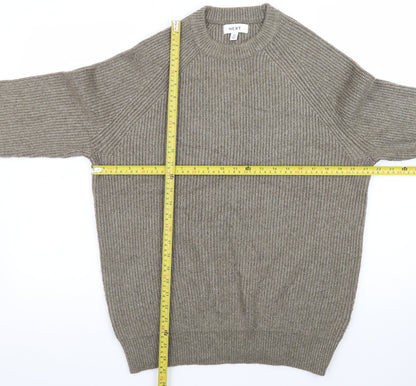 Next Men's Brown Rib-Knit Crew Neck Pullover Jumper Size M