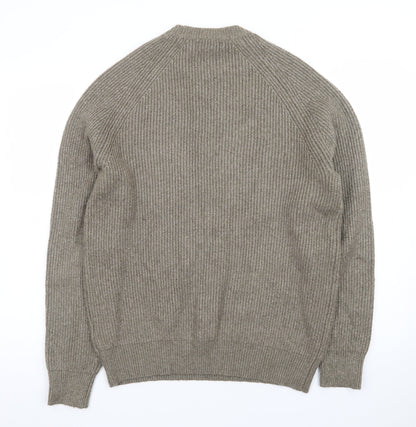 Next Men's Brown Rib-Knit Crew Neck Pullover Jumper Size M