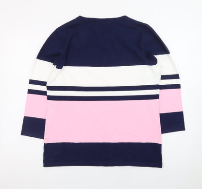 Just Elegance Women’s Multicoloured Striped 3/4 Sleeve Pullover Jumper L