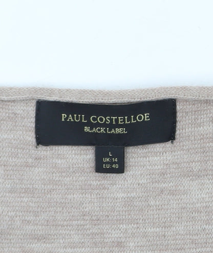 Paul Costelloe Women Beige Grey Navy Colour Block Long Cardigan UK 14