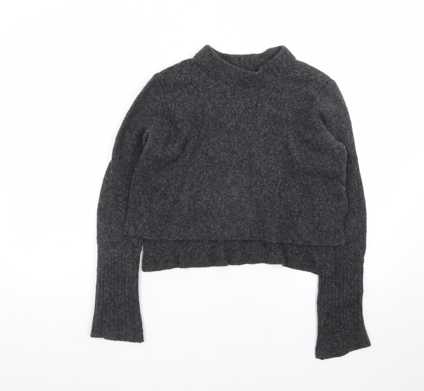 AllSaints Womens Grey Wool Blend High Neck Pullover Jumper XS