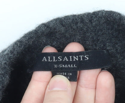 AllSaints Womens Grey Wool Blend High Neck Pullover Jumper XS